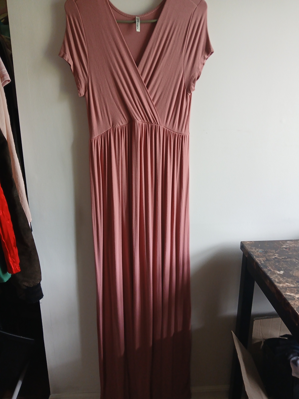 Mother Bee Maternity Mauve Wrap Maxi Dress L